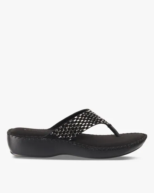 Embellished T-strap Sandals