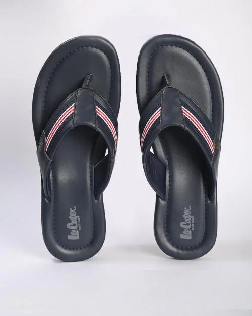 Men Leather Thong-Strap Flip-Flops