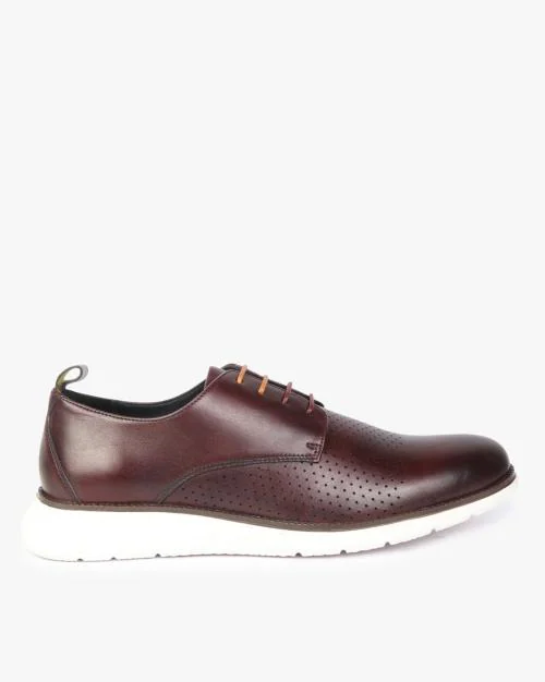 Lace-Up Derby Shoes with Perforations
