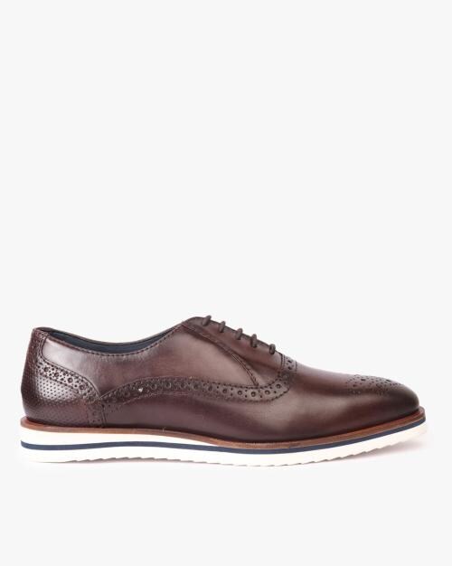 Leather Oxfords with Brouguing