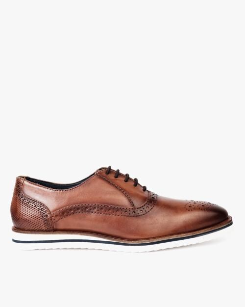 Leather Oxfords with Brouguing