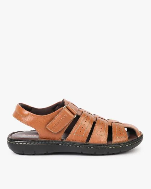 Leather Fisherman Sandals with Velcro Closure