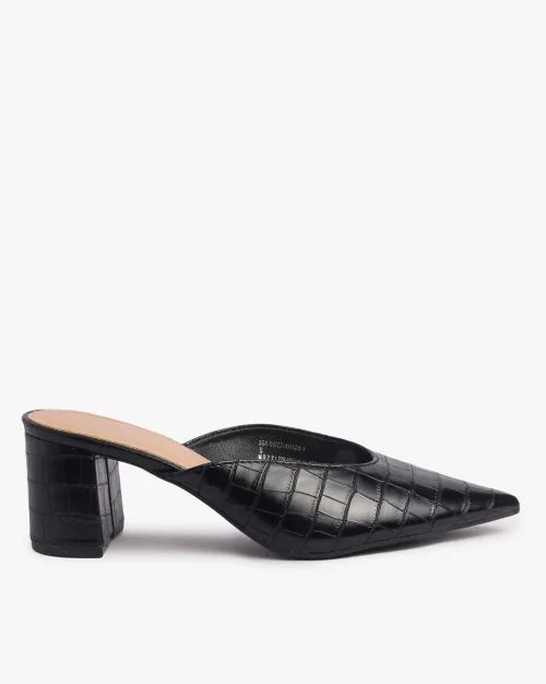 Reptillian Pattern Chunky Heeled Sandals