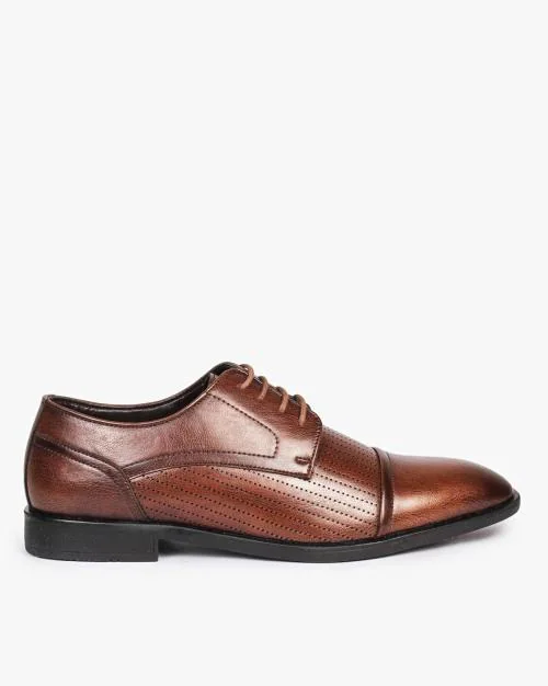 Lace-Up Derby Shoes with Perforations