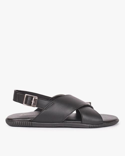 Criss-Cross Strap Sandals with Buckle Fastening