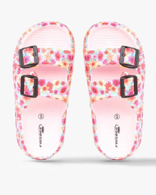 Floral Slides with Buckle Straps