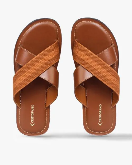 Striped Criss-Cross Flat Sandals