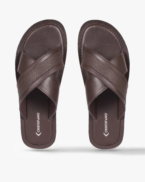 Criss-Cross Strap Slip-On Sandals