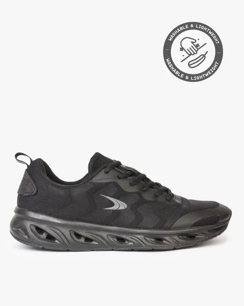 Paneled Sports Shoes with Logo Print