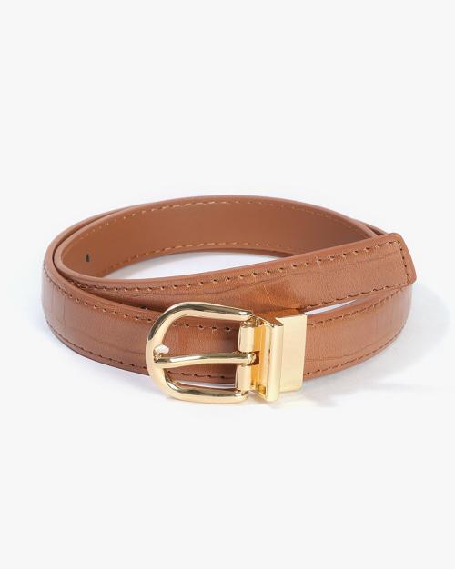 Croc-Embossed Belt with Tang-Buckle Closure