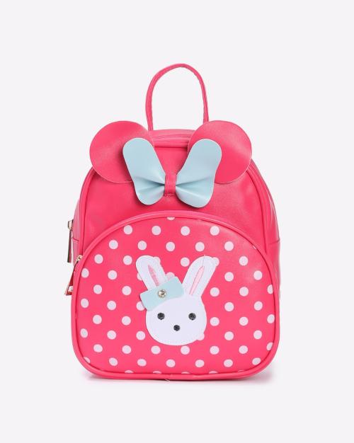 Polka-Dot Print Backpack with Adjustable Straps