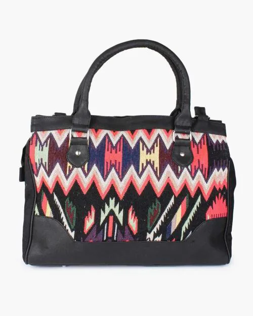 Geometric Pattern Handbag with Dual-Strap