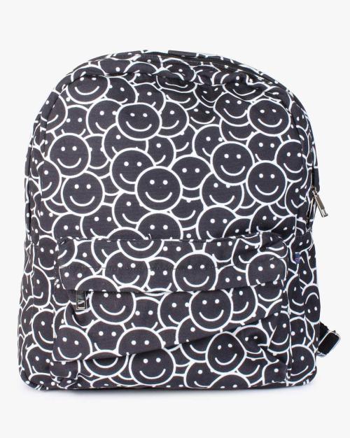 Printed Backpack with Front Zip Pocket