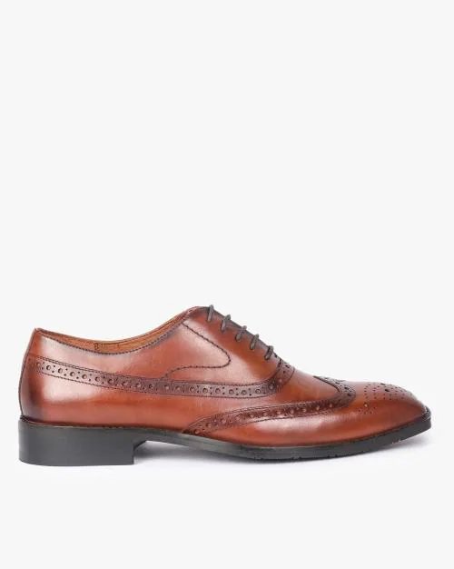 Stacked Heel Perforated Brogues