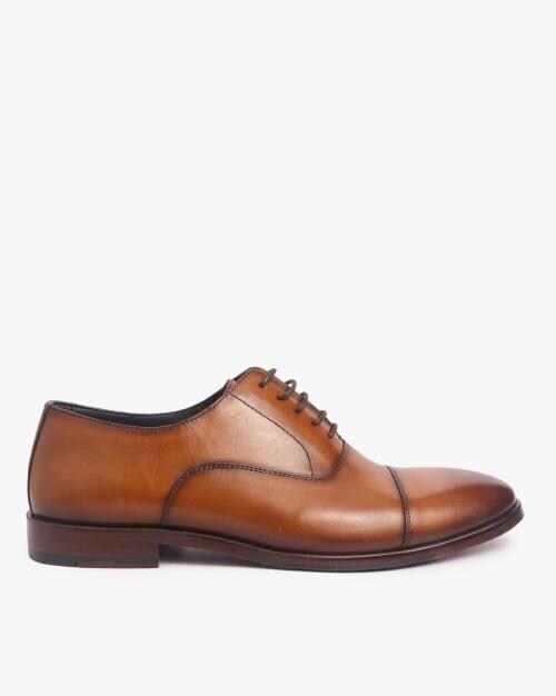 Round-Toe Leather Oxford Shoes