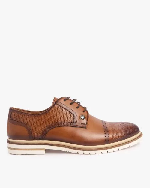 Buy Leather Derby Shoes with Broguing Online at Best Prices in India ...