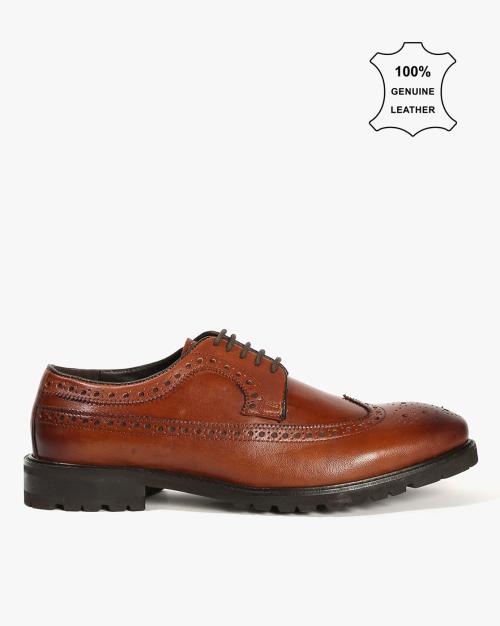 Round-Toe Wingtip Derby Shoes