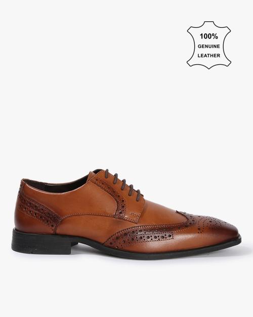 Square-Toe Lace-Up Brogues