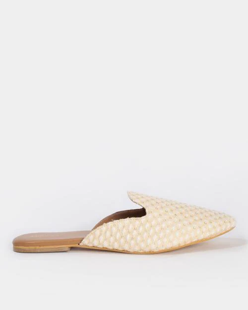 Embroidered Pointed-Toe Mules