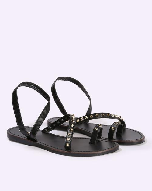 Women Embellished Toe-Ring Flat Sandals