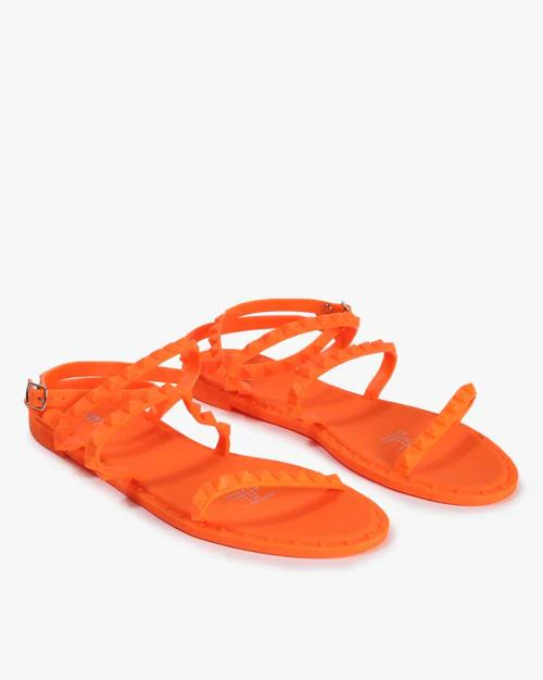 Strappy Sandals with Buckle Fastening