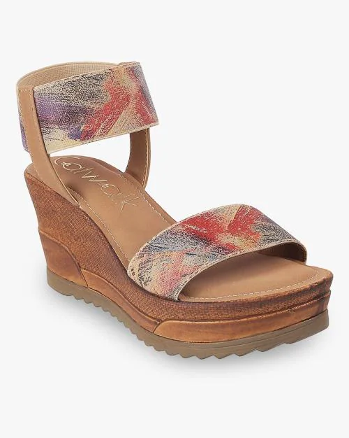 Women Printed Ankle-Loop Wedges