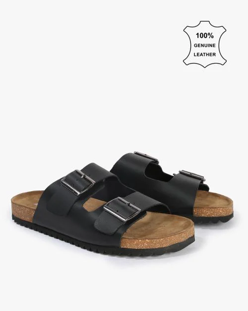 Men Double-Strap Leather Sandals