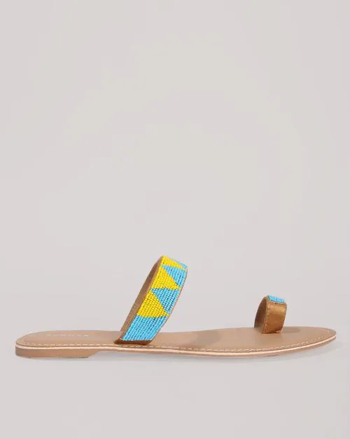 Women Embellished Toe-Ring Flat Sandals