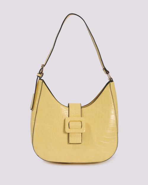 Women Croc-Embossed Baguette Bag