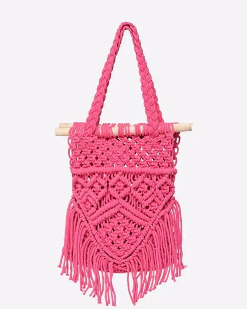 Women Macrame Knit Sling Bag