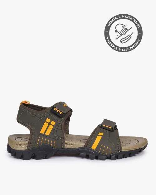 Men Dual-Strap Velcro-Fastening Sandals