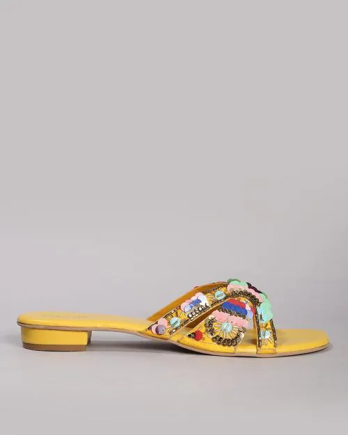 Women Embellished Open-Toe Flat Sandals