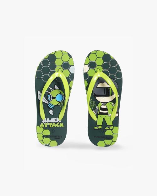 Boys Alien Attack Print Thong-Strap Flip-Flops