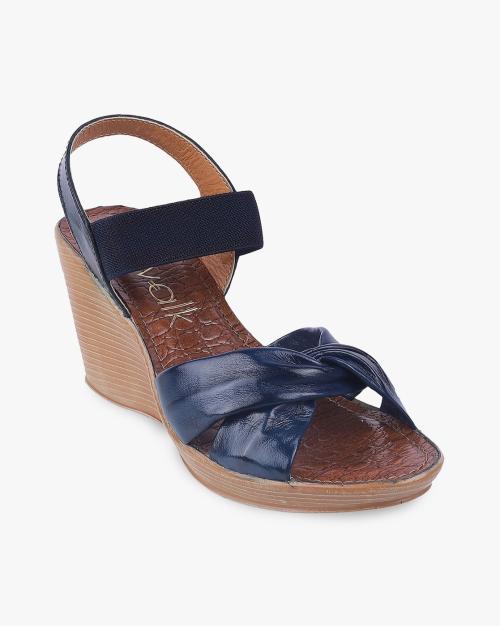 Women Croc-Embossed Slingback Wedges