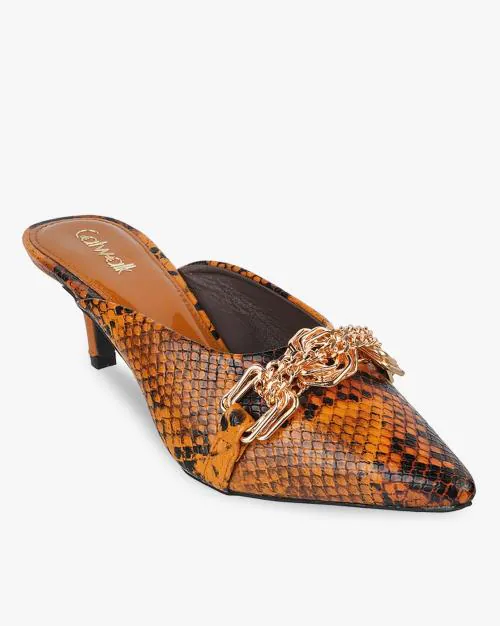 Women Reptilian Patterned Kitten Heels