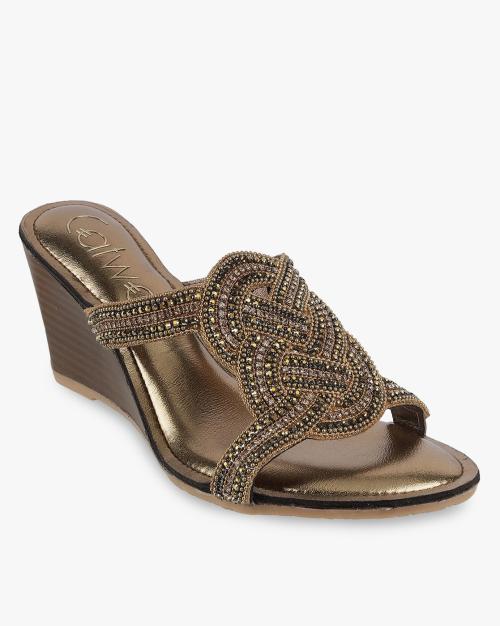 Women Embellished Open-Toe Wedges