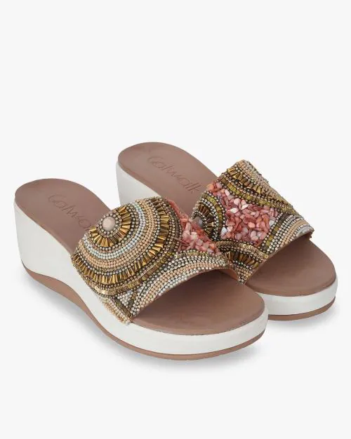 Women Embellished Slip-On Wedges