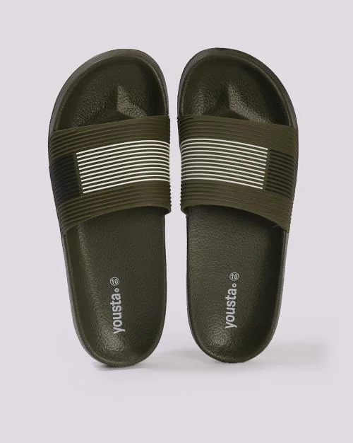 Men Striped Slides