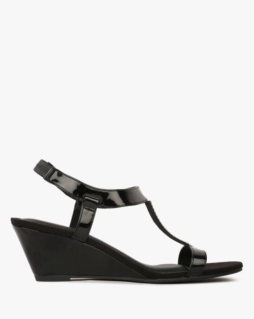 T-strap Wedges with Backstrap