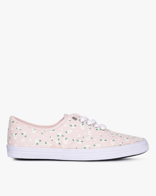 Floral Lace-Up Casual Shoes