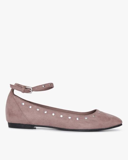 Embellished Ballerinas with Ankle-Strap Closure
