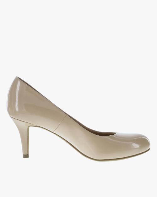 Glossy Round-Toe Pumps