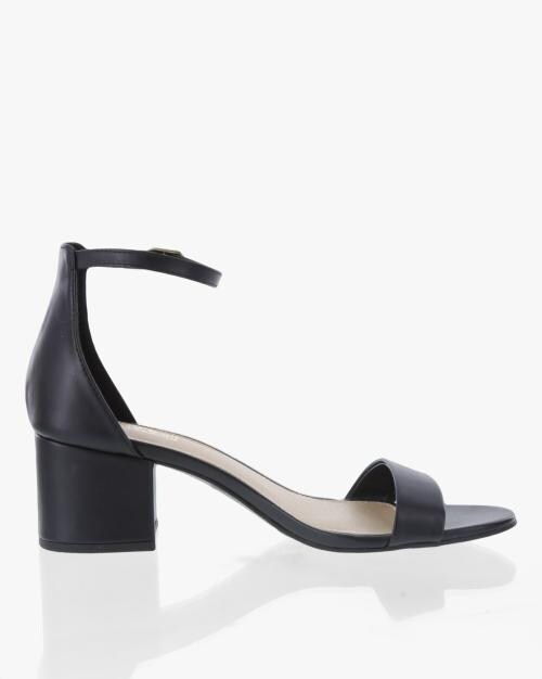 Ankle-Strap Block Heels with Buckle Closure