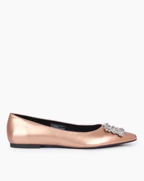 Embellished Pointed-Toe Ballerinas