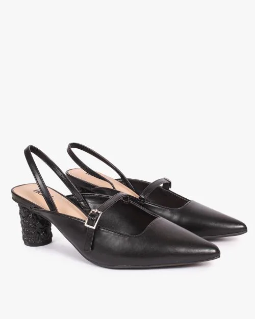 Pointed-Toe Slingback Cylindrical Heels