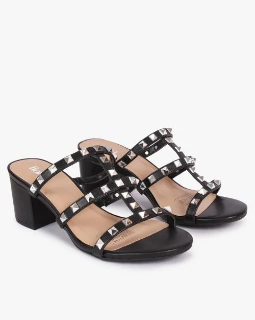 Studded Block Heeled Sandals