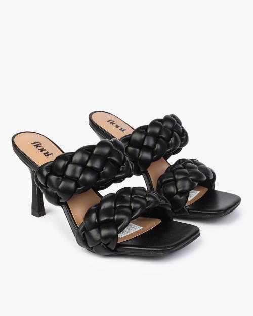Basket Weave Kitten Heeled Sandals