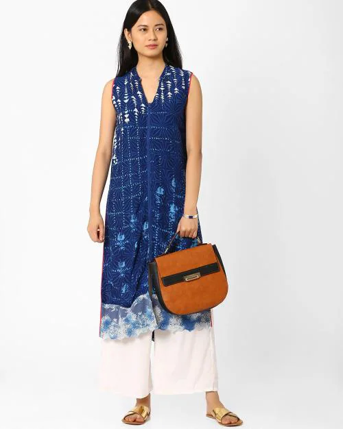 Printed Kurta with Front Zip