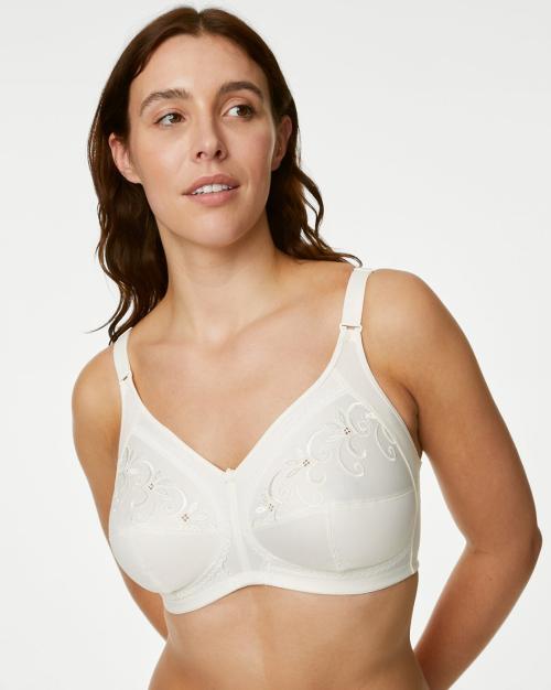 Embroidered Crossover Non-Wired Full Cup Bra
