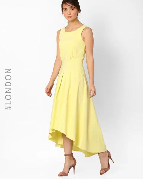 High-Low Fit & Flare Dress with Waist Panel